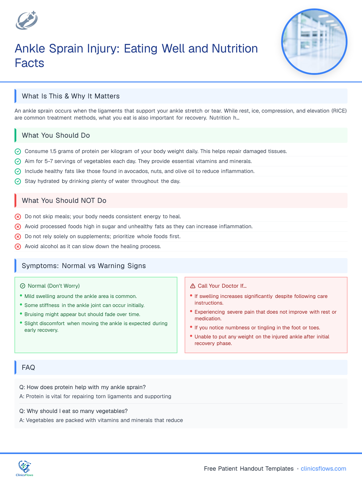 Ankle Sprain Injury: Eating Well and Nutrition Facts - patient handout preview