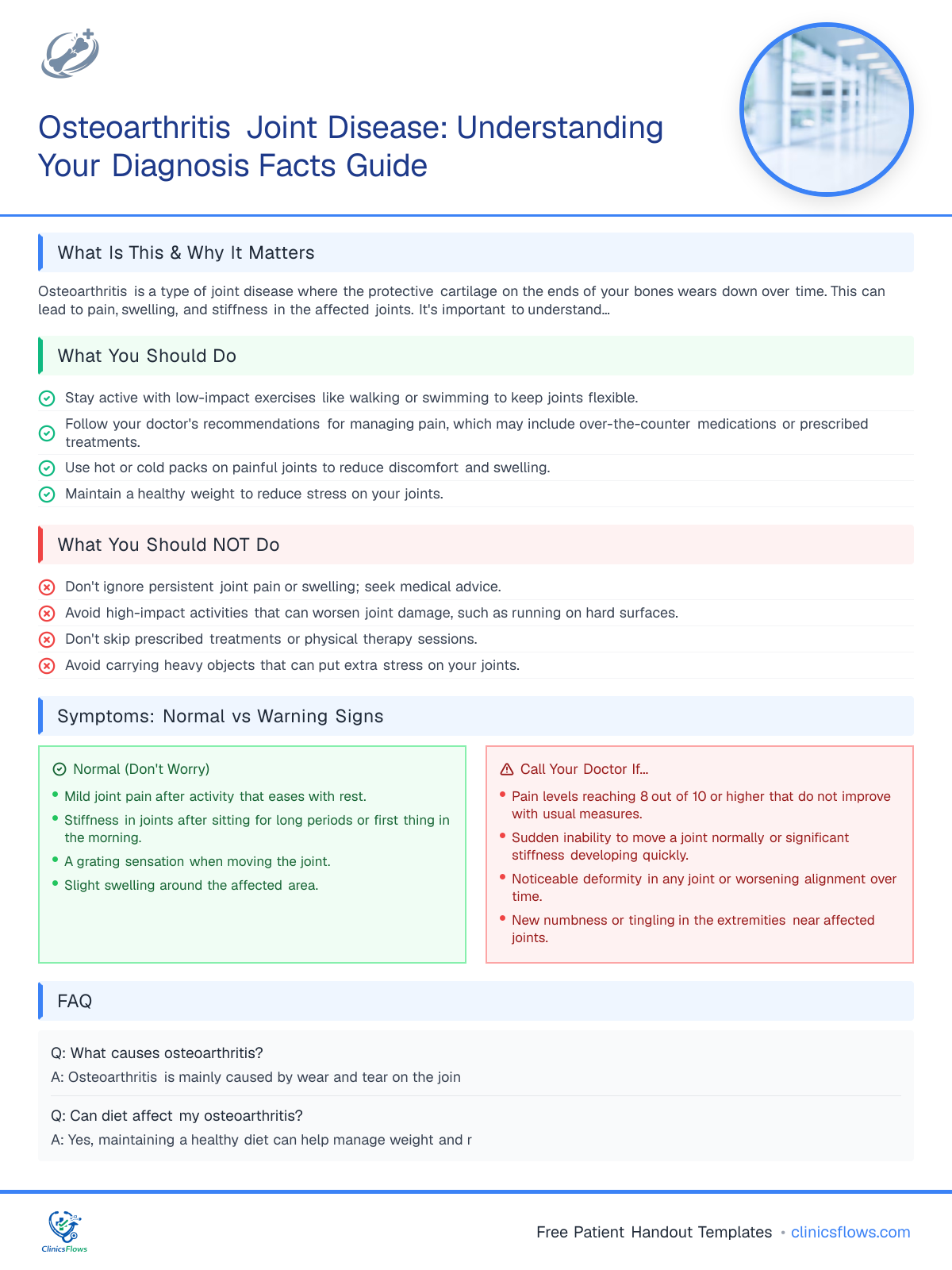 Osteoarthritis Joint Disease: Understanding Your Diagnosis Facts Guide - patient handout preview