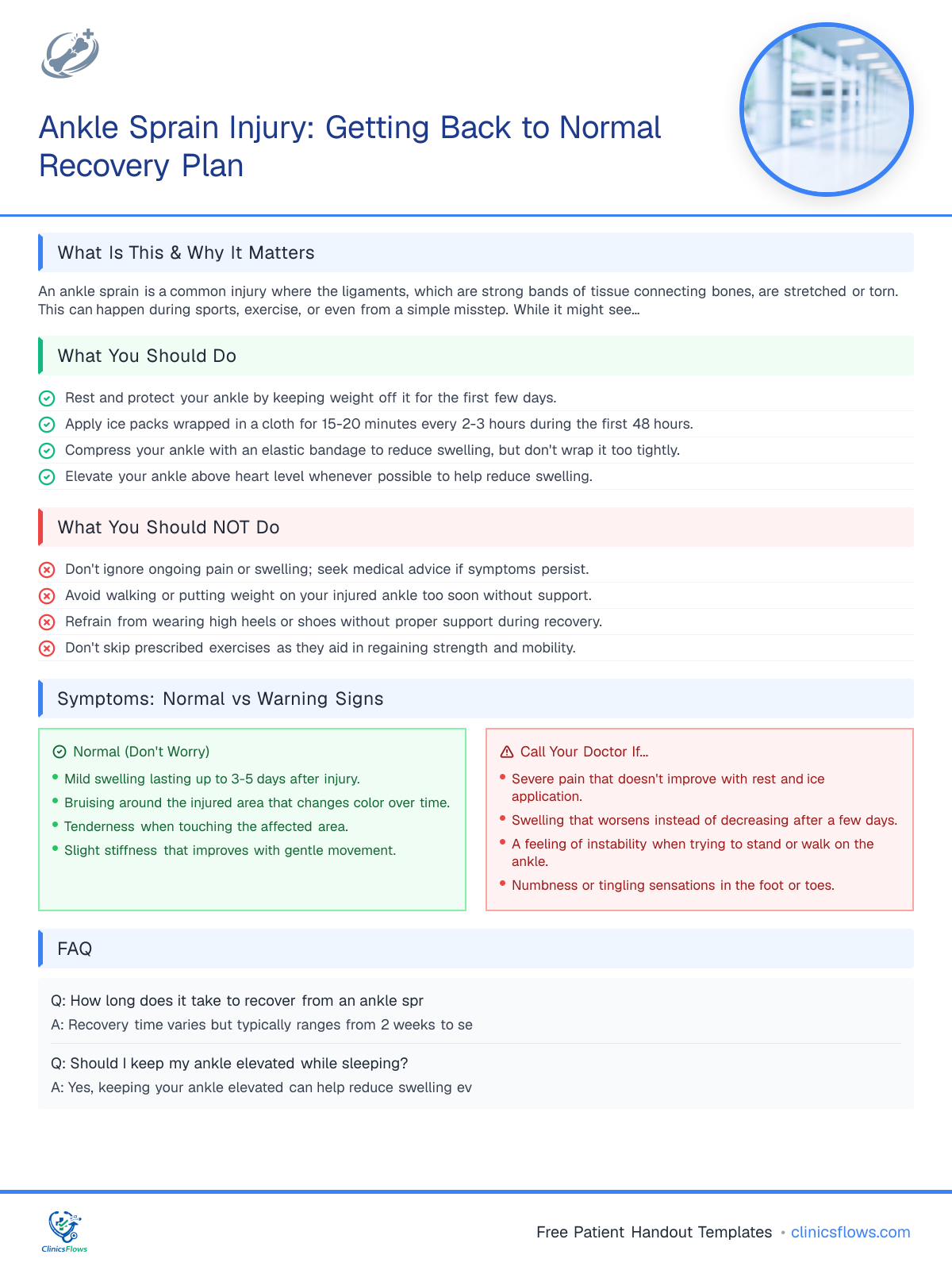 Ankle Sprain Injury: Getting Back to Normal Recovery Plan - patient handout preview