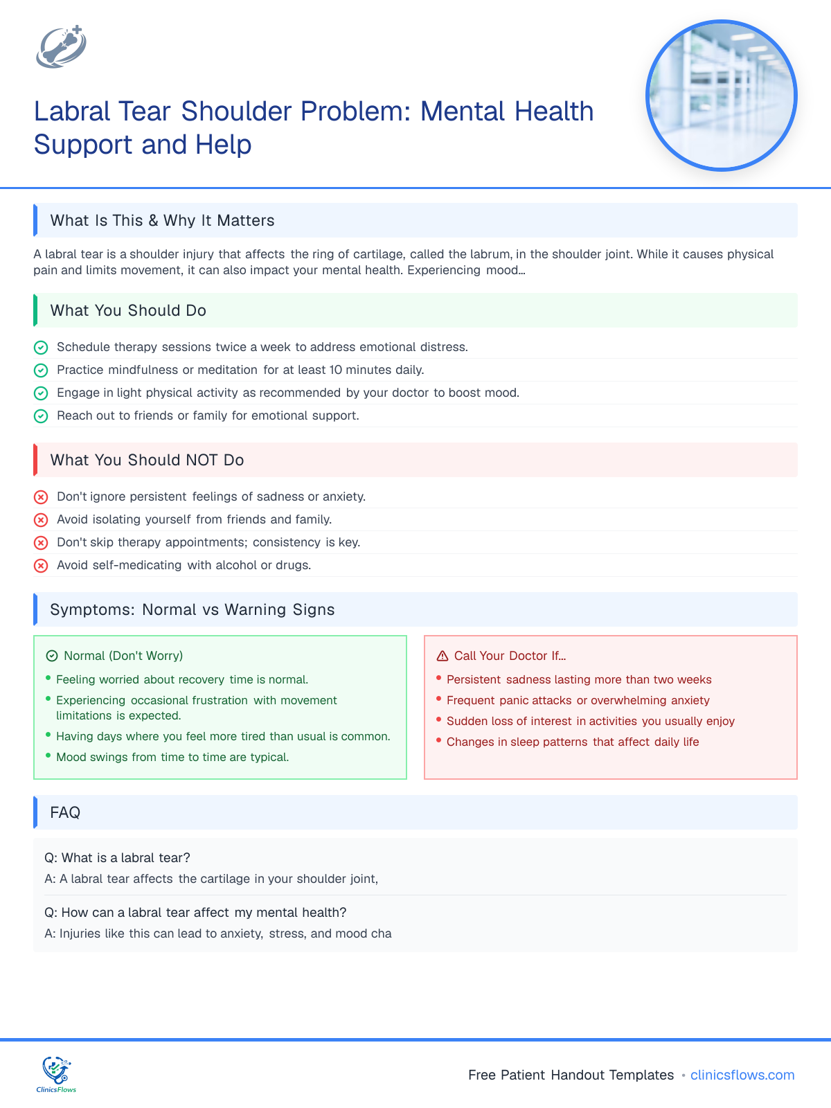 Labral Tear Shoulder Problem: Mental Health Support and Help - patient handout preview