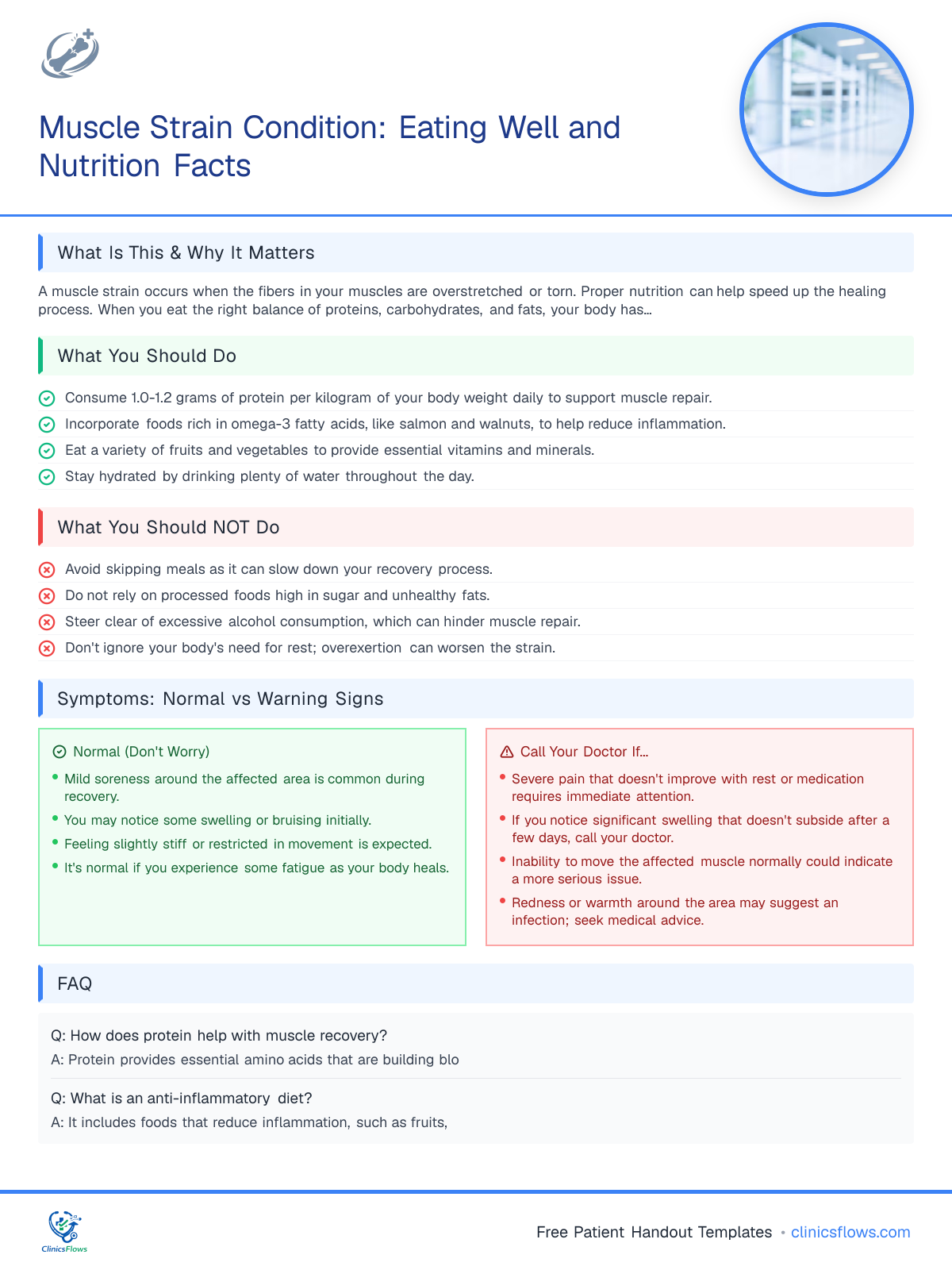 Muscle Strain Condition: Eating Well and Nutrition Facts - patient handout preview
