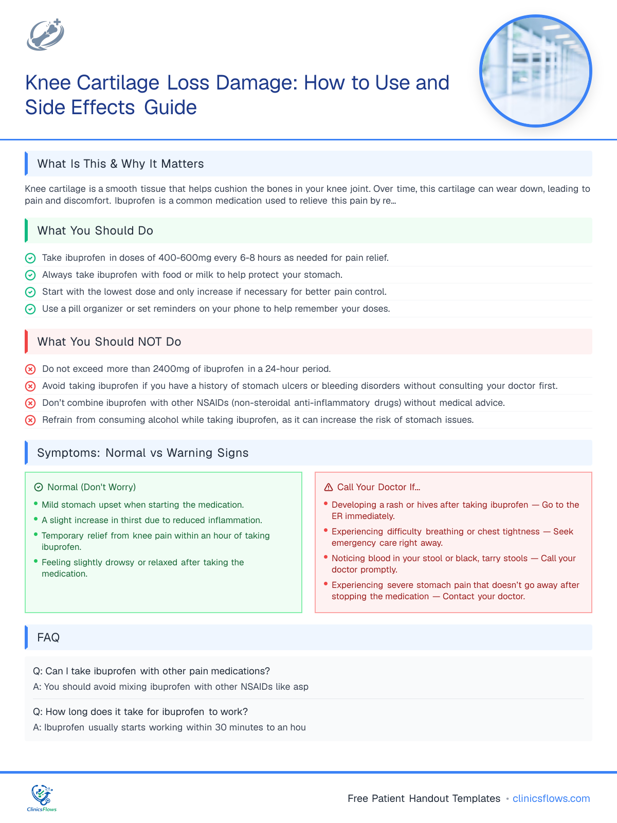 Knee Cartilage Loss Damage: How to Use and Side Effects Guide - patient handout preview