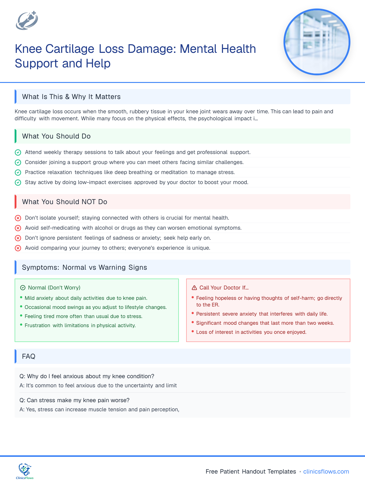 Knee Cartilage Loss Damage: Mental Health Support and Help - patient handout preview