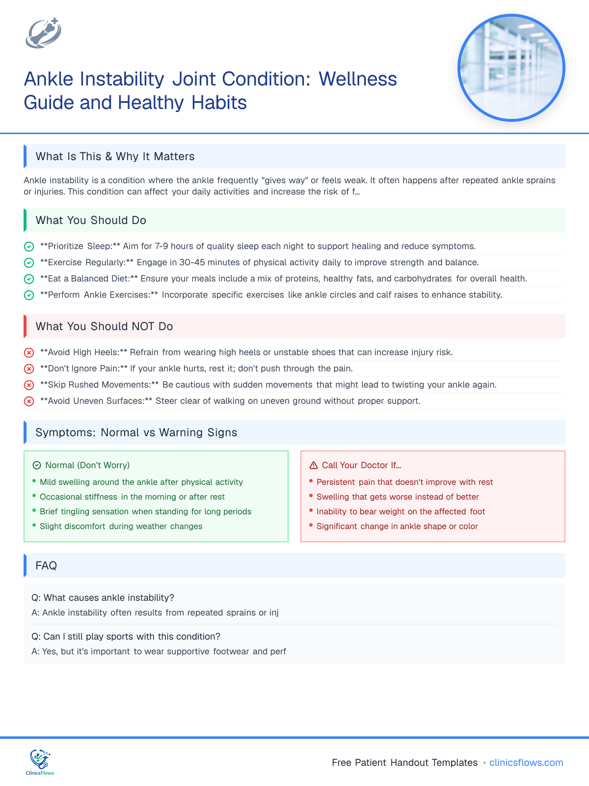 Ankle Instability Joint Condition: Wellness Guide and Healthy Habits - patient handout preview
