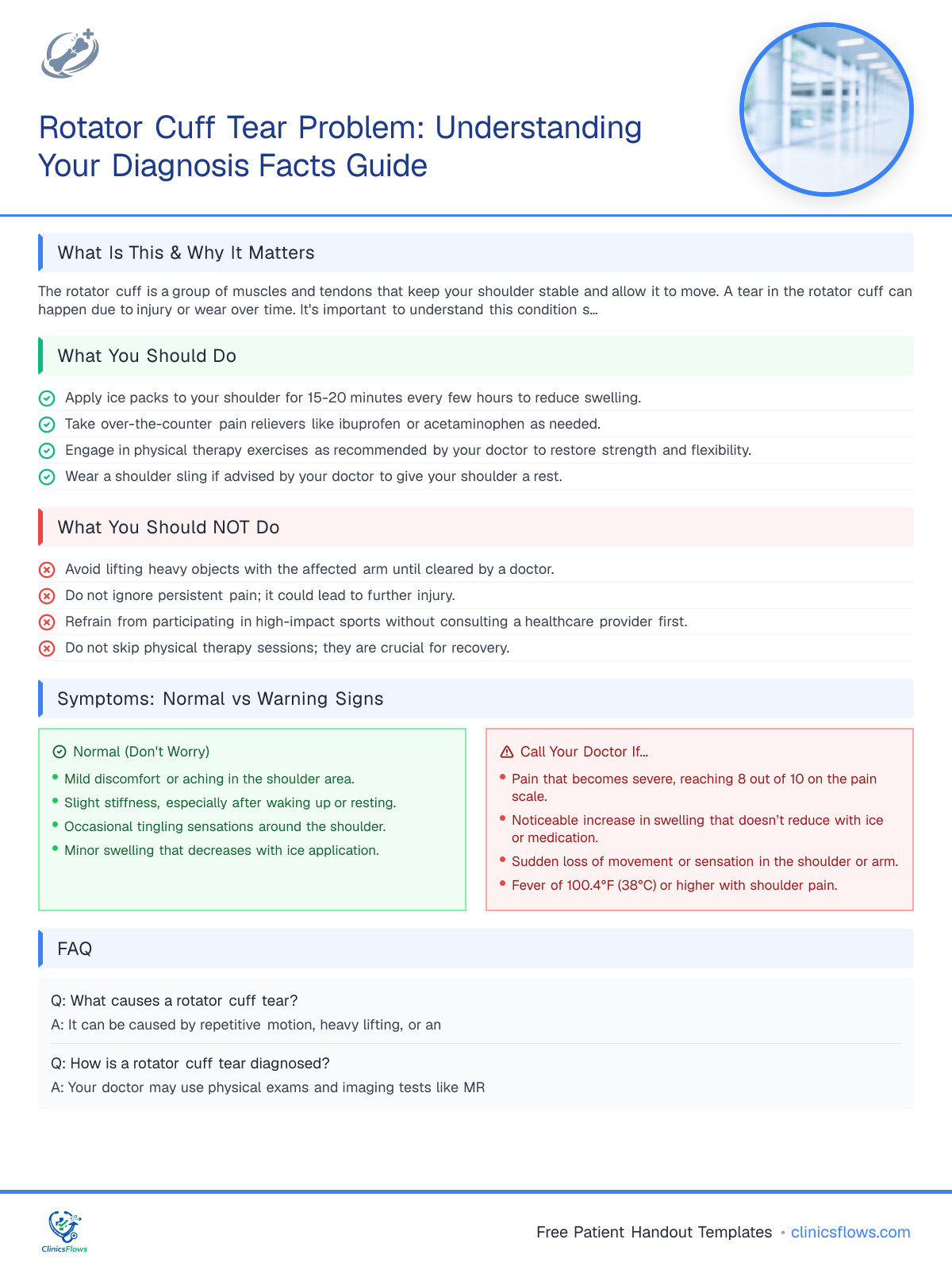 Rotator Cuff Tear Problem: Understanding Your Diagnosis Facts Guide - patient handout preview