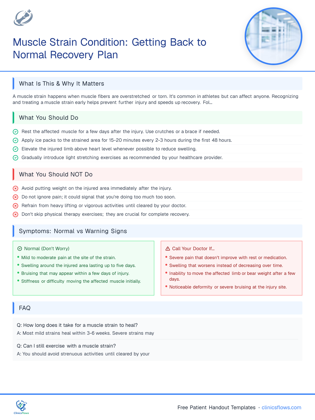 Muscle Strain Condition: Getting Back to Normal Recovery Plan - patient handout preview