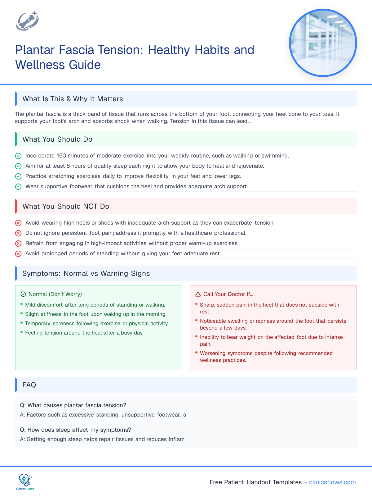 Plantar Fascia Tension: Healthy Habits and Wellness Guide - patient handout preview