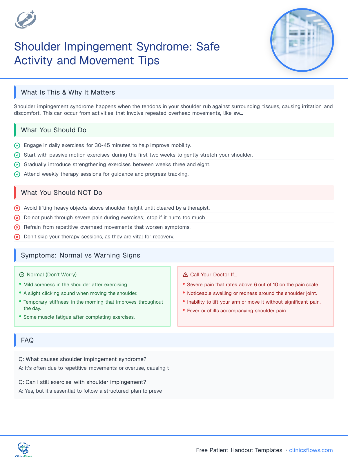 Shoulder Impingement Syndrome: Safe Activity and Movement Tips - patient handout preview