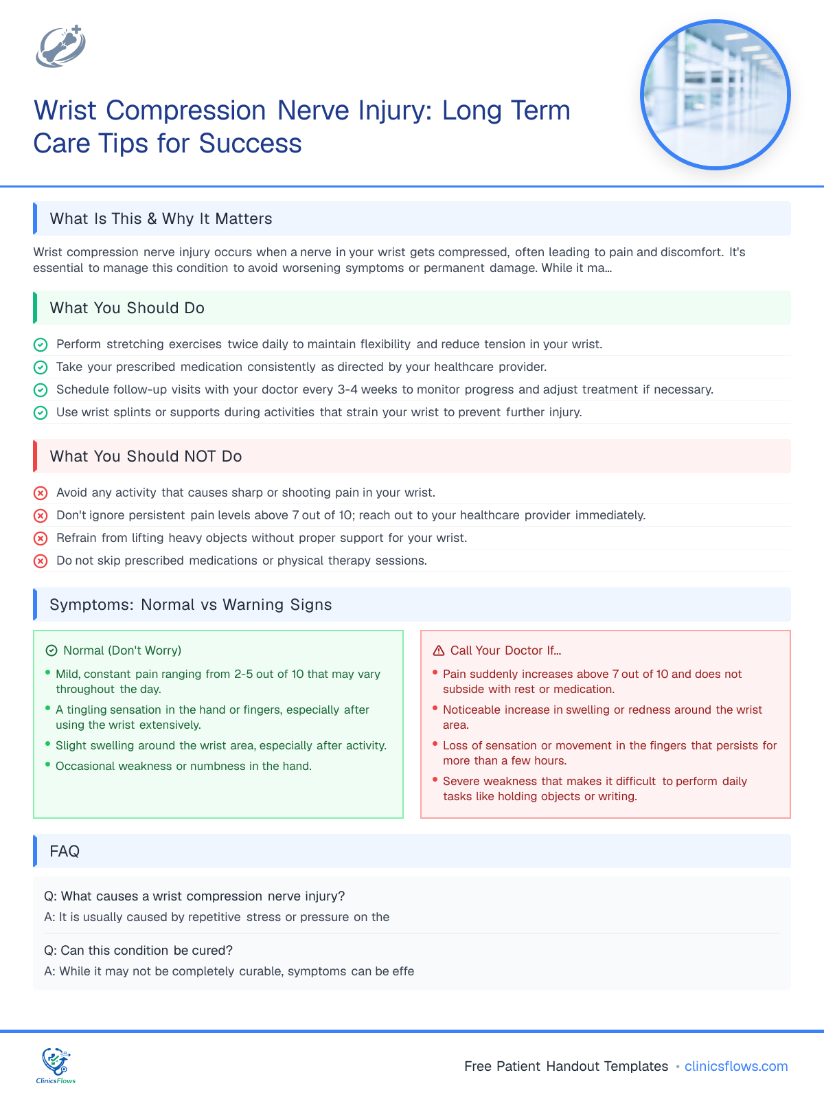 Wrist Compression Nerve Injury: Long Term Care Tips for Success - patient handout preview