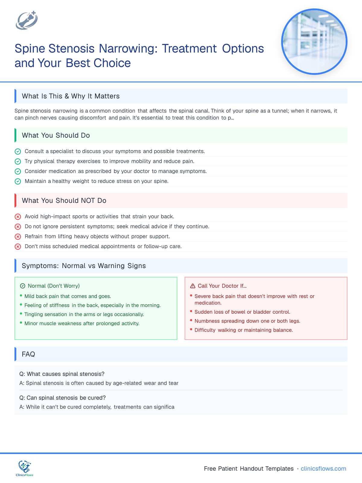 Spine Stenosis Narrowing: Treatment Options and Your Best Choice - patient handout preview