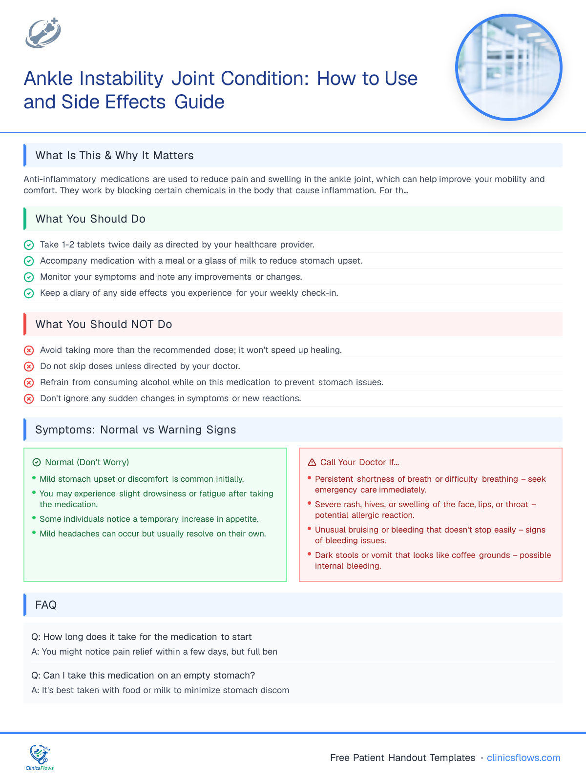 Ankle Instability Joint Condition: How to Use and Side Effects Guide - patient handout preview