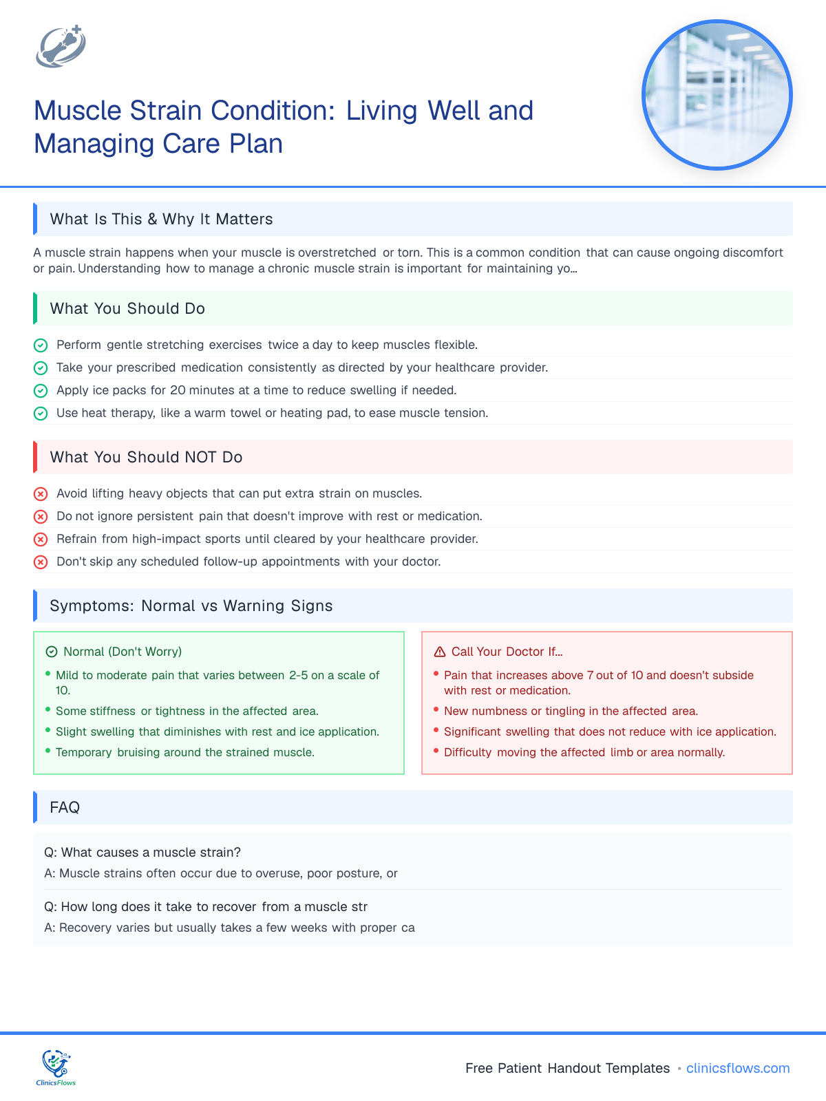 Muscle Strain Condition: Living Well and Managing Care Plan - patient handout preview