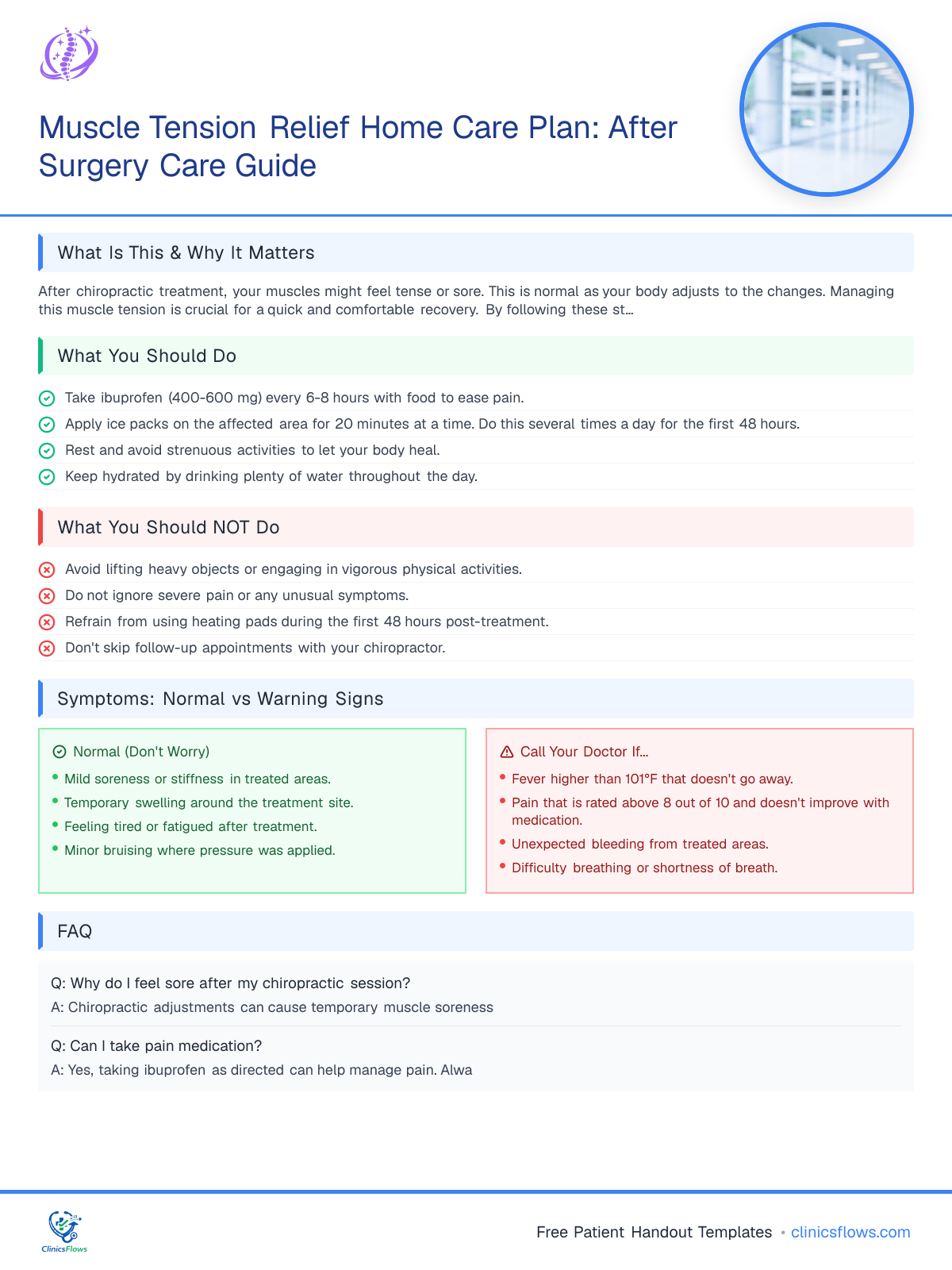 Muscle Tension Relief Home Care Plan: After Surgery Care Guide - patient handout preview