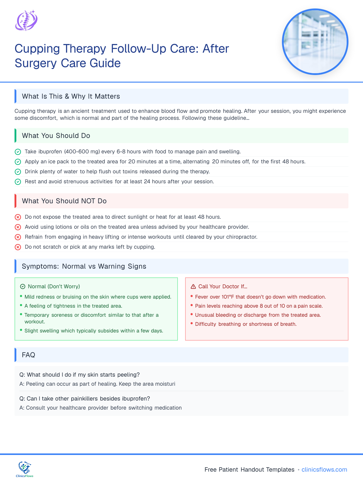 Cupping Therapy Follow-Up Care: After Surgery Care Guide - patient handout preview