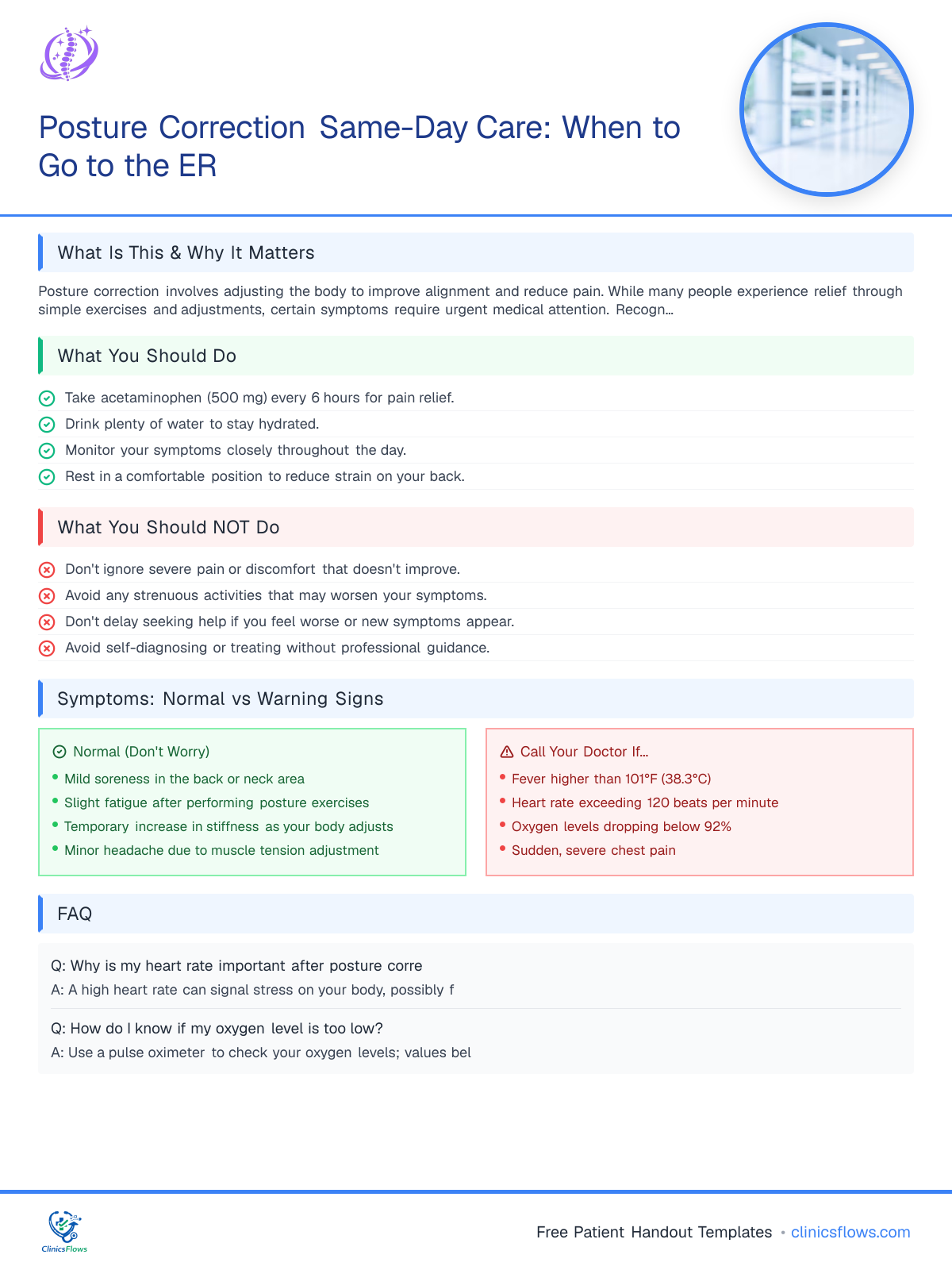 Posture Correction Same-Day Care: When to Go to the ER - patient handout preview