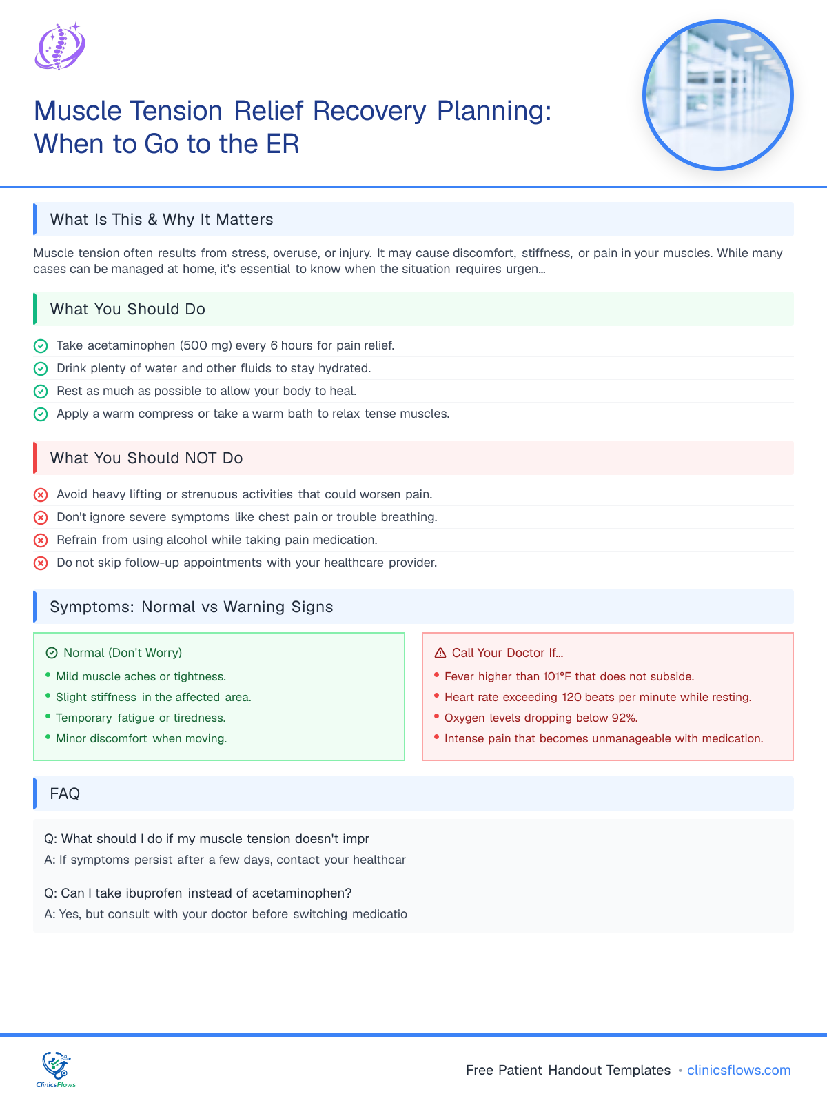 Muscle Tension Relief Recovery Planning: When to Go to the ER - patient handout preview