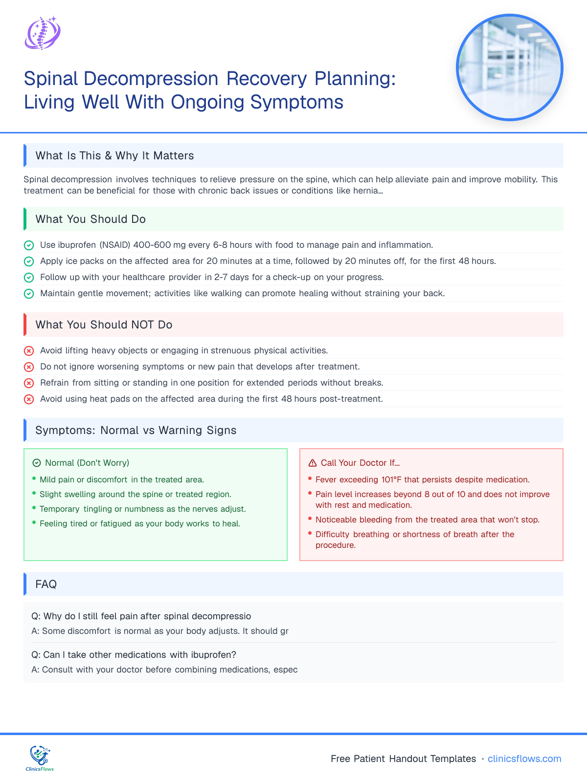 Spinal Decompression Recovery Planning: Living Well With Ongoing Symptoms - patient handout preview
