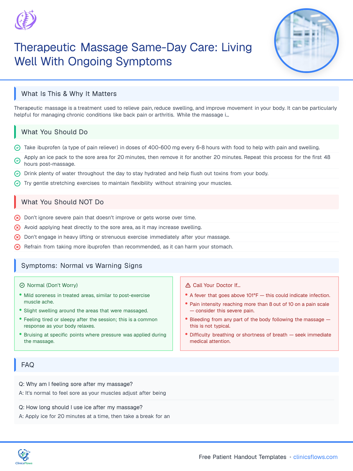 Therapeutic Massage Same-Day Care: Living Well With Ongoing Symptoms - patient handout preview