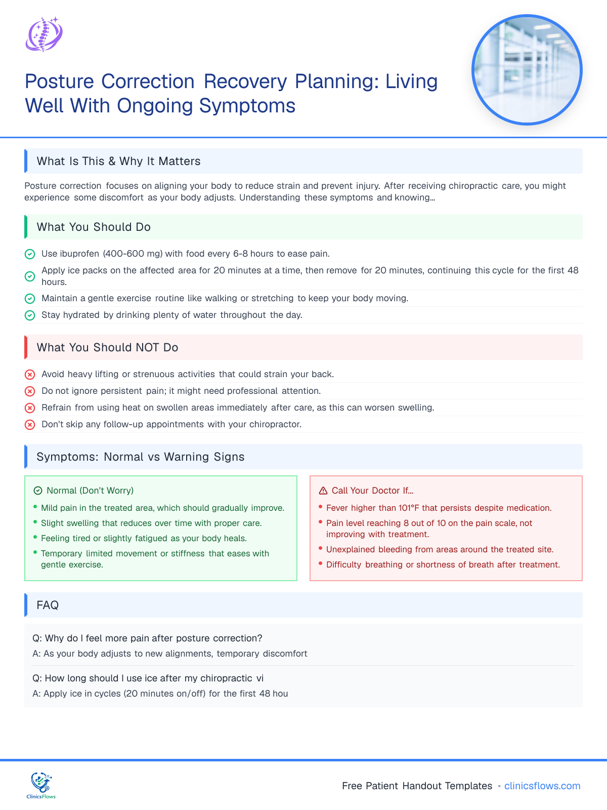Posture Correction Recovery Planning: Living Well With Ongoing Symptoms - patient handout preview