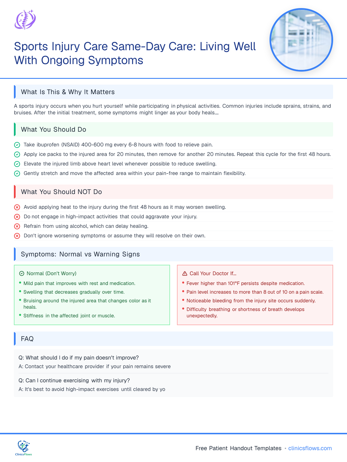 Sports Injury Care Same-Day Care: Living Well With Ongoing Symptoms - patient handout preview