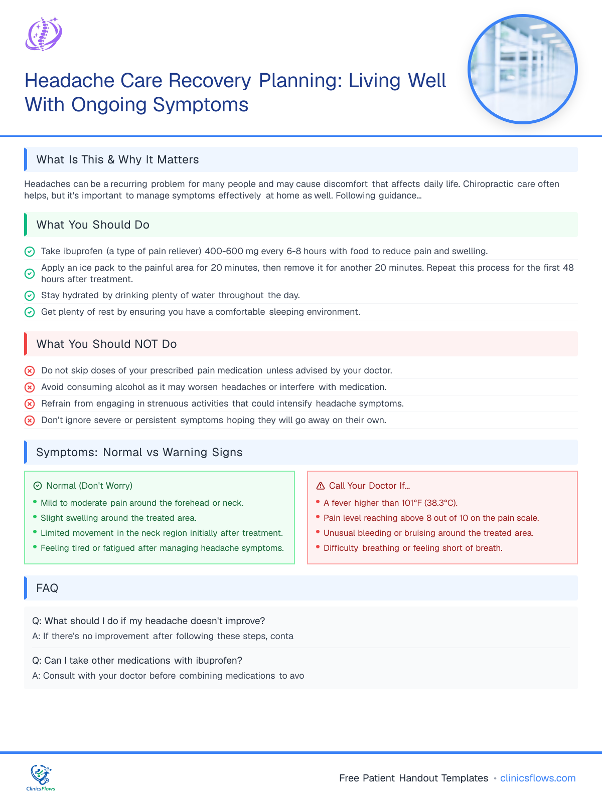 Headache Care Recovery Planning: Living Well With Ongoing Symptoms - patient handout preview