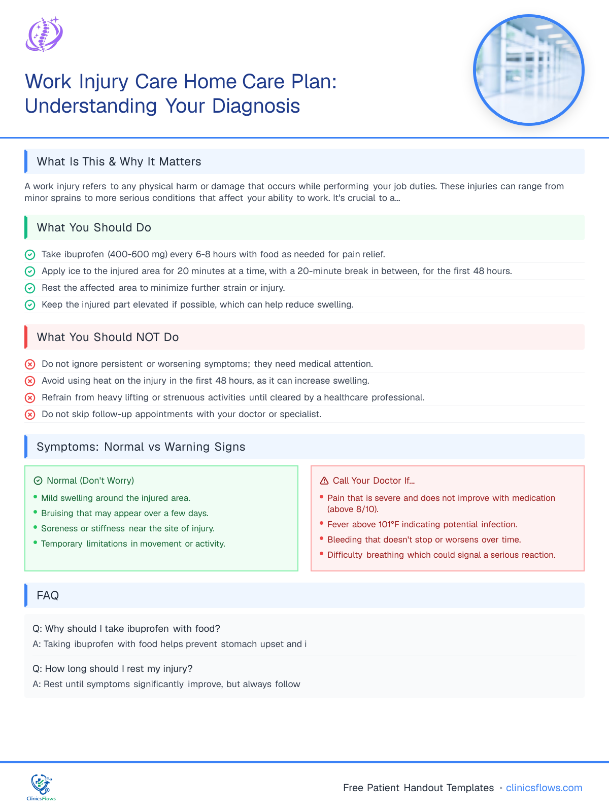 Work Injury Care Home Care Plan: Understanding Your Diagnosis - patient handout preview