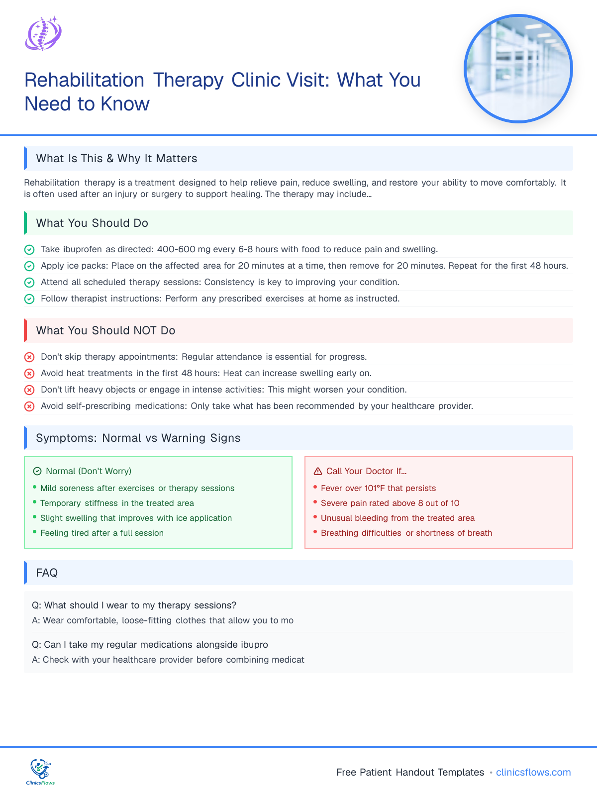 Rehabilitation Therapy Clinic Visit: What You Need to Know - patient handout preview