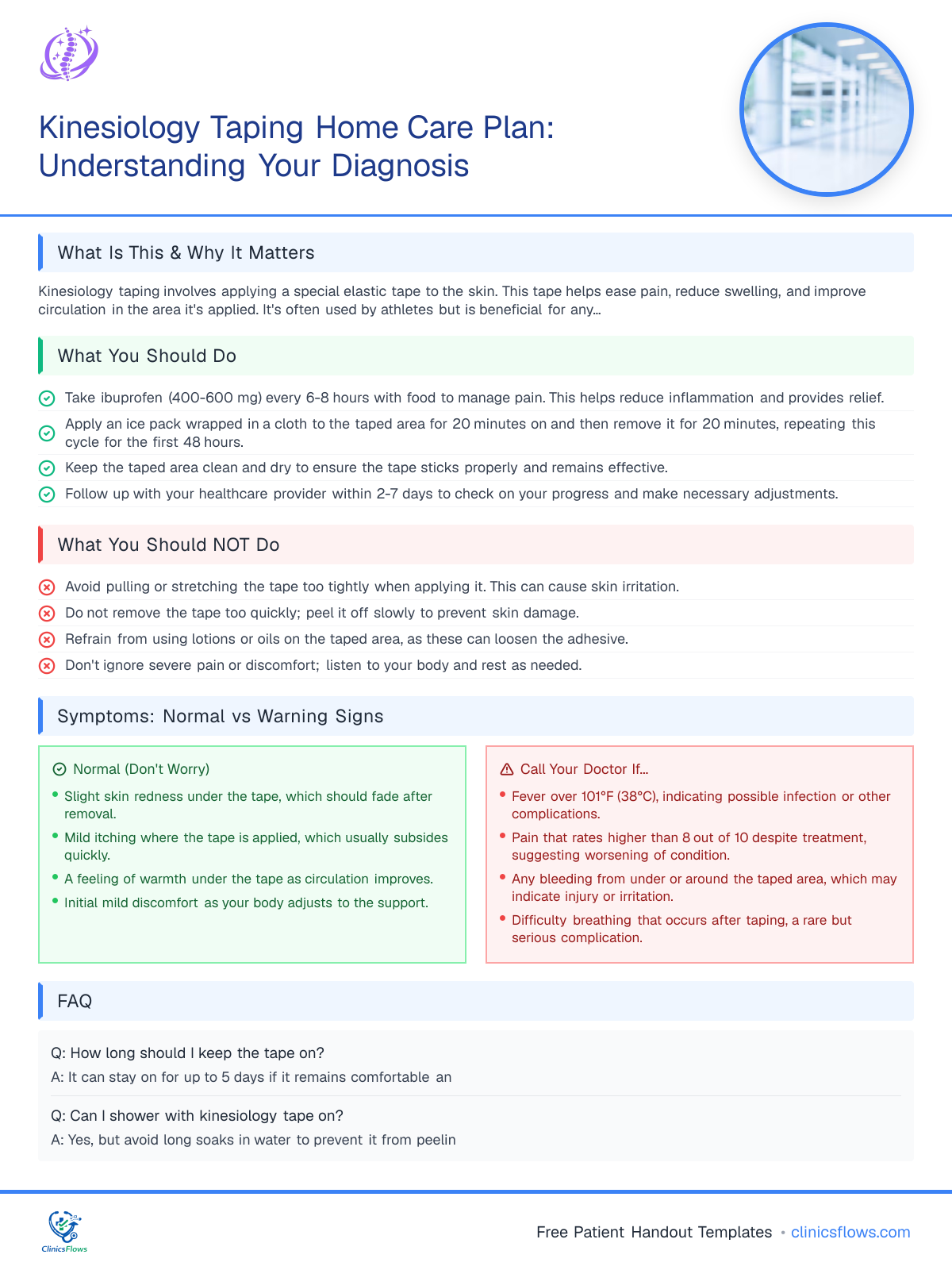 Kinesiology Taping Home Care Plan: Understanding Your Diagnosis - patient handout preview