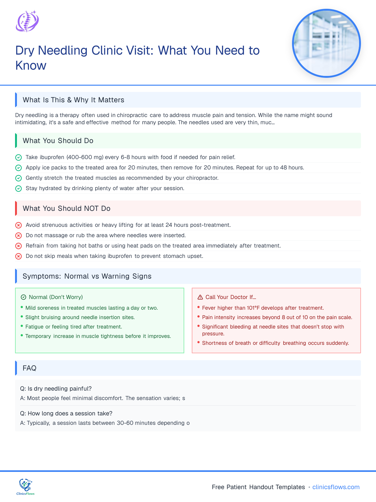 Dry Needling Clinic Visit: What You Need to Know - patient handout preview
