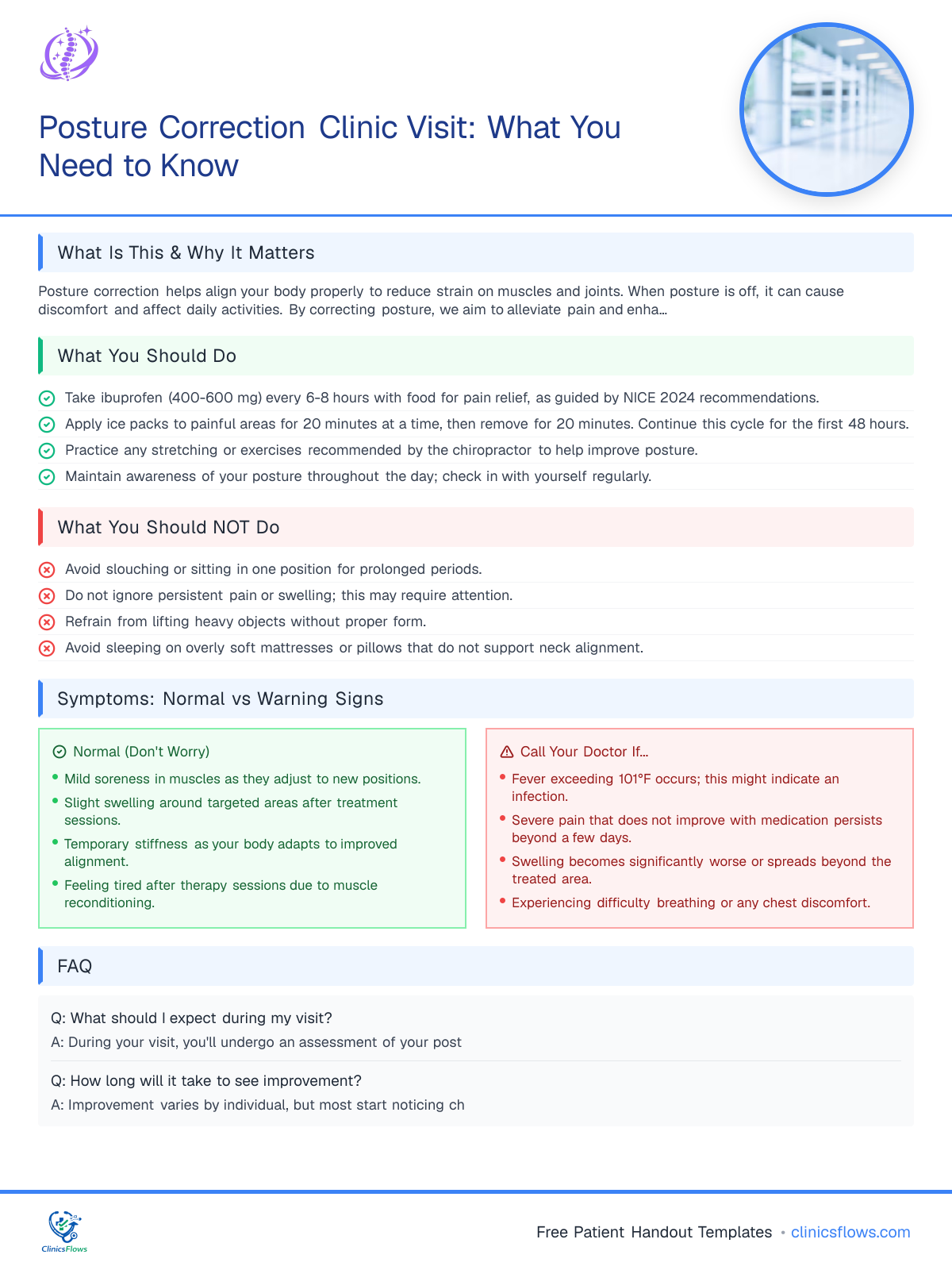 Posture Correction Clinic Visit: What You Need to Know - patient handout preview