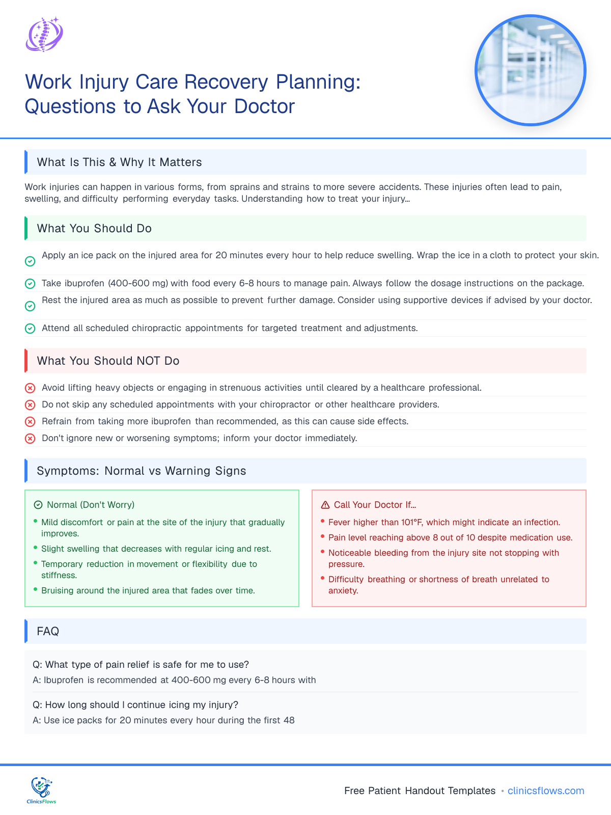 Work Injury Care Recovery Planning: Questions to Ask Your Doctor - patient handout preview