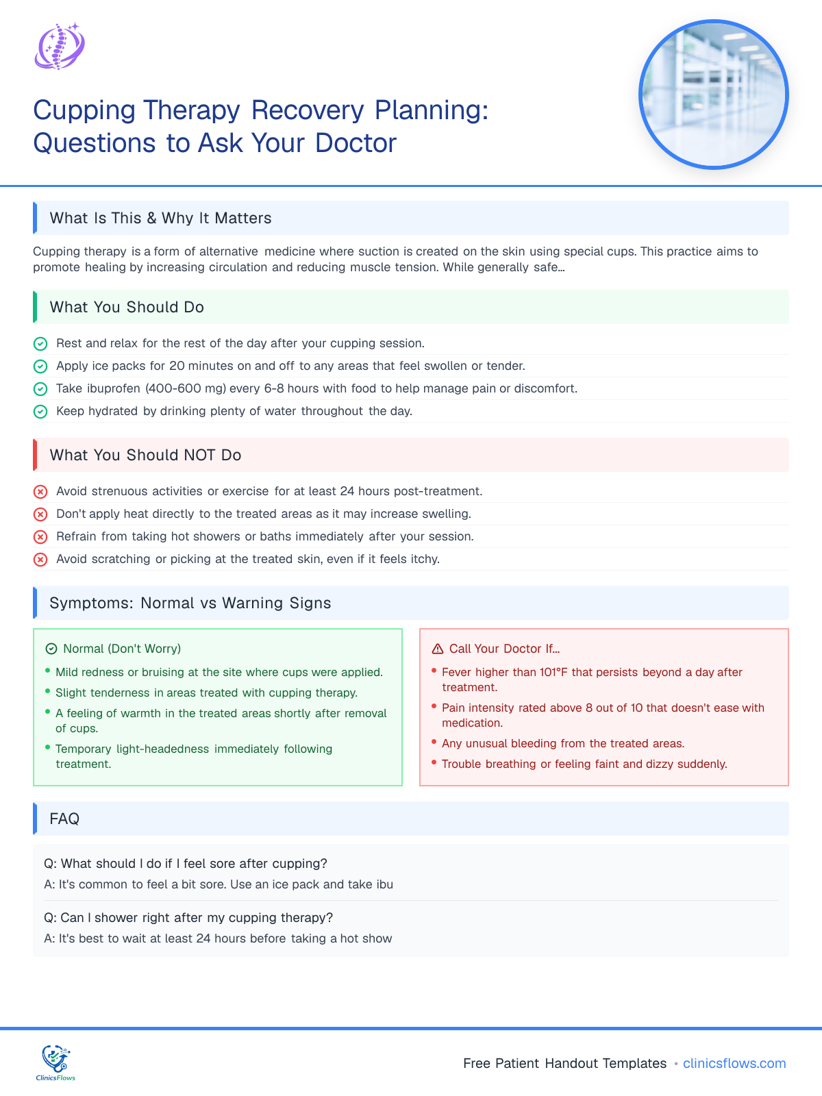 Cupping Therapy Recovery Planning: Questions to Ask Your Doctor - patient handout preview