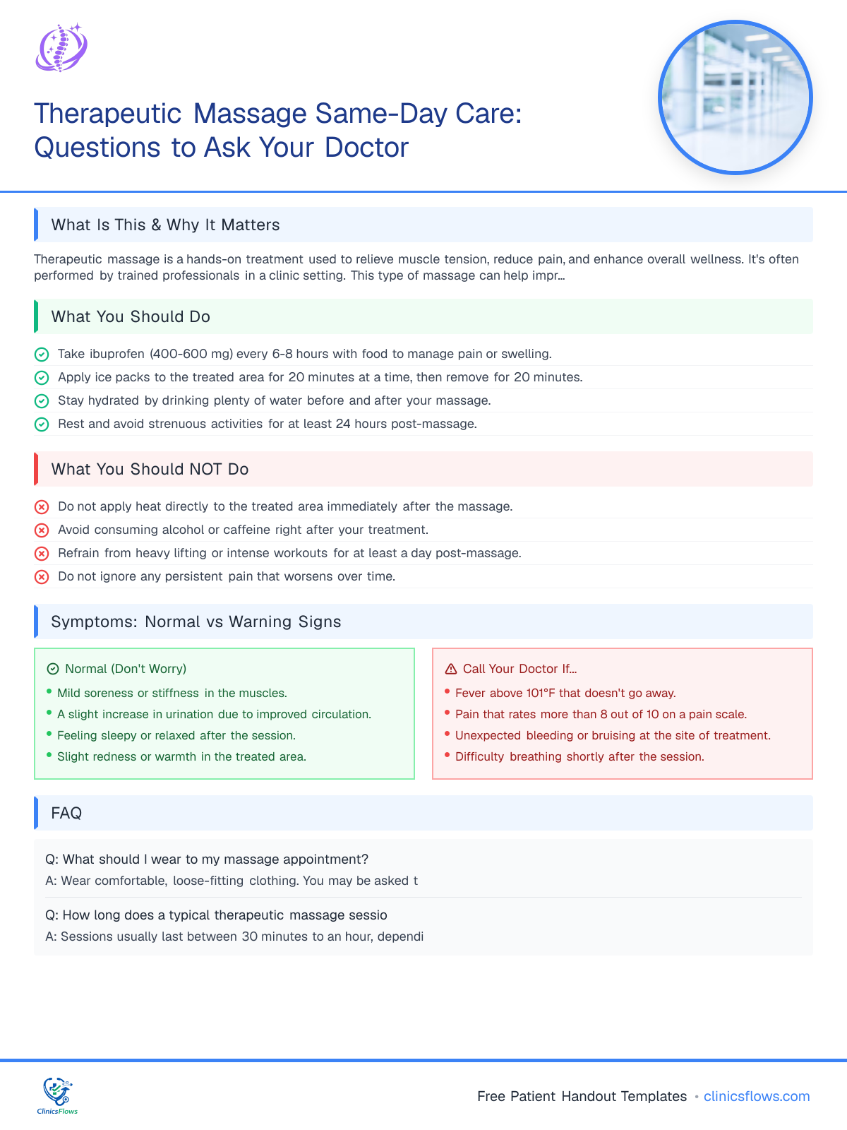 Therapeutic Massage Same-Day Care: Questions to Ask Your Doctor - patient handout preview