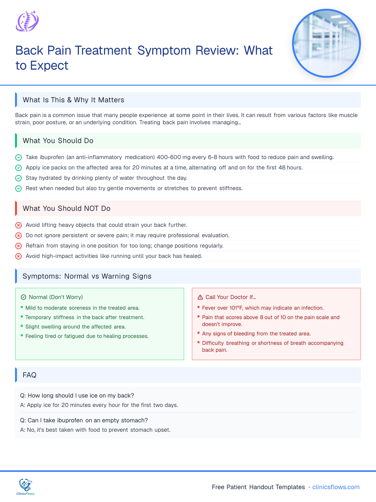 Back Pain Treatment Symptom Review: What to Expect - patient handout preview