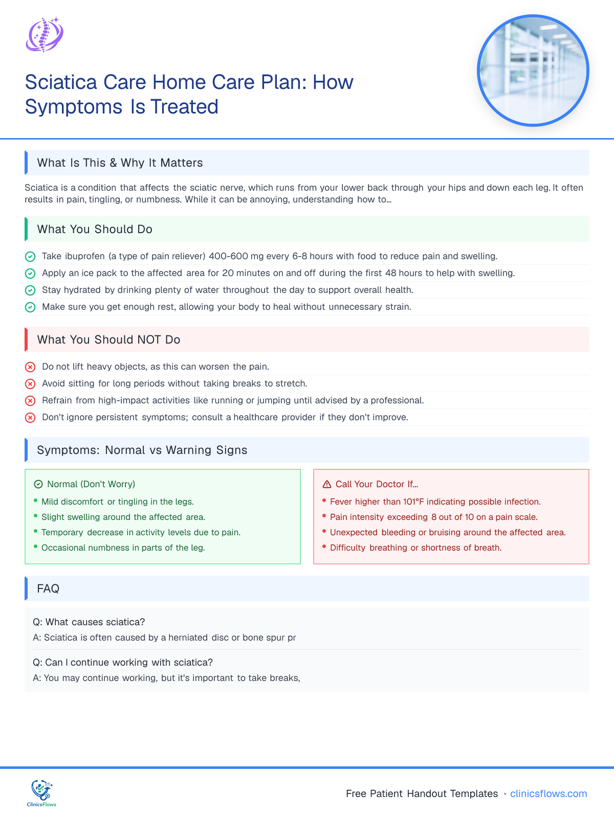 Sciatica Care Home Care Plan: How Symptoms Is Treated - patient handout preview