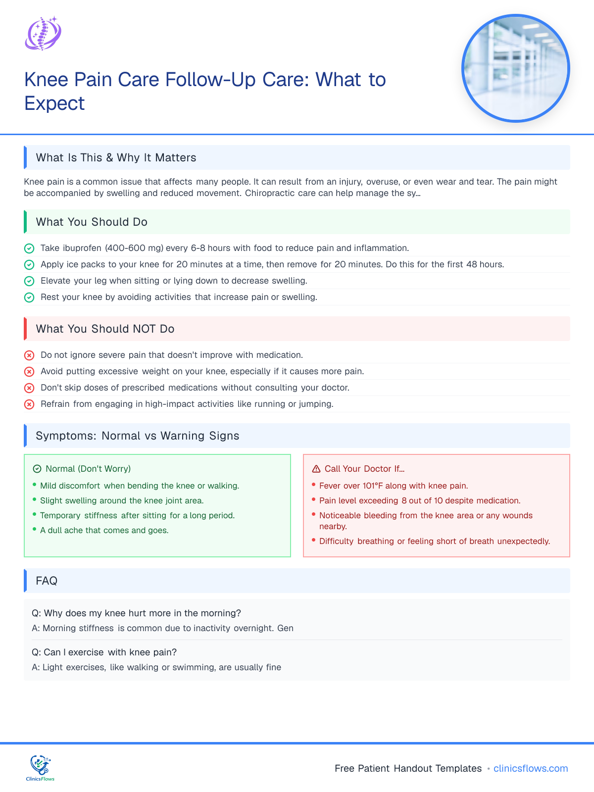 Knee Pain Care Follow-Up Care: What to Expect - patient handout preview
