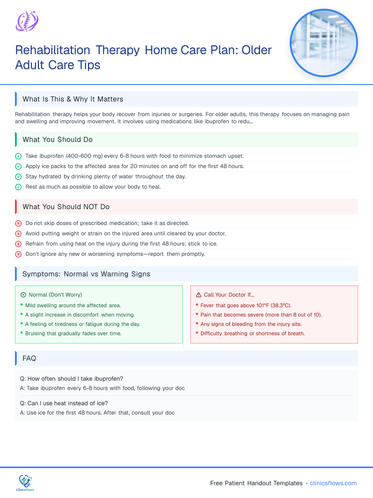 Rehabilitation Therapy Home Care Plan: Older Adult Care Tips - patient handout preview