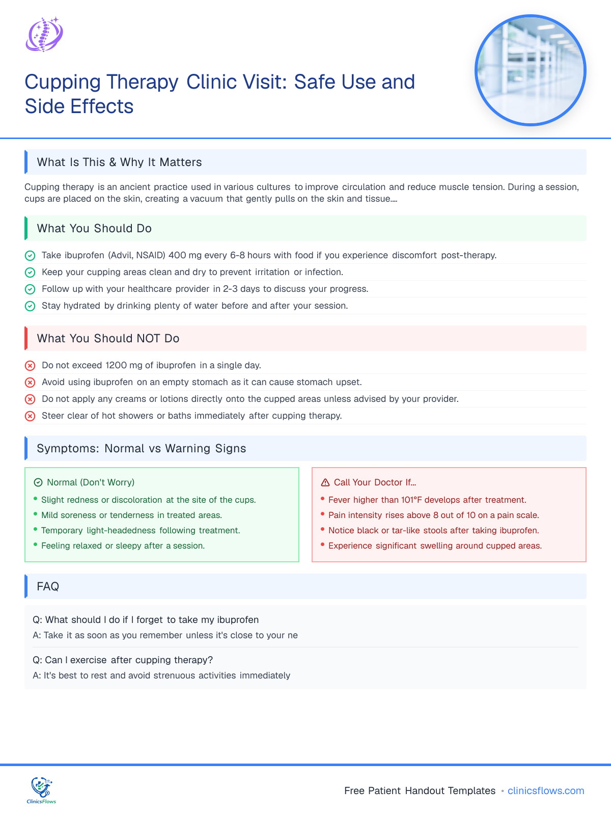 Cupping Therapy Clinic Visit: Safe Use and Side Effects - patient handout preview