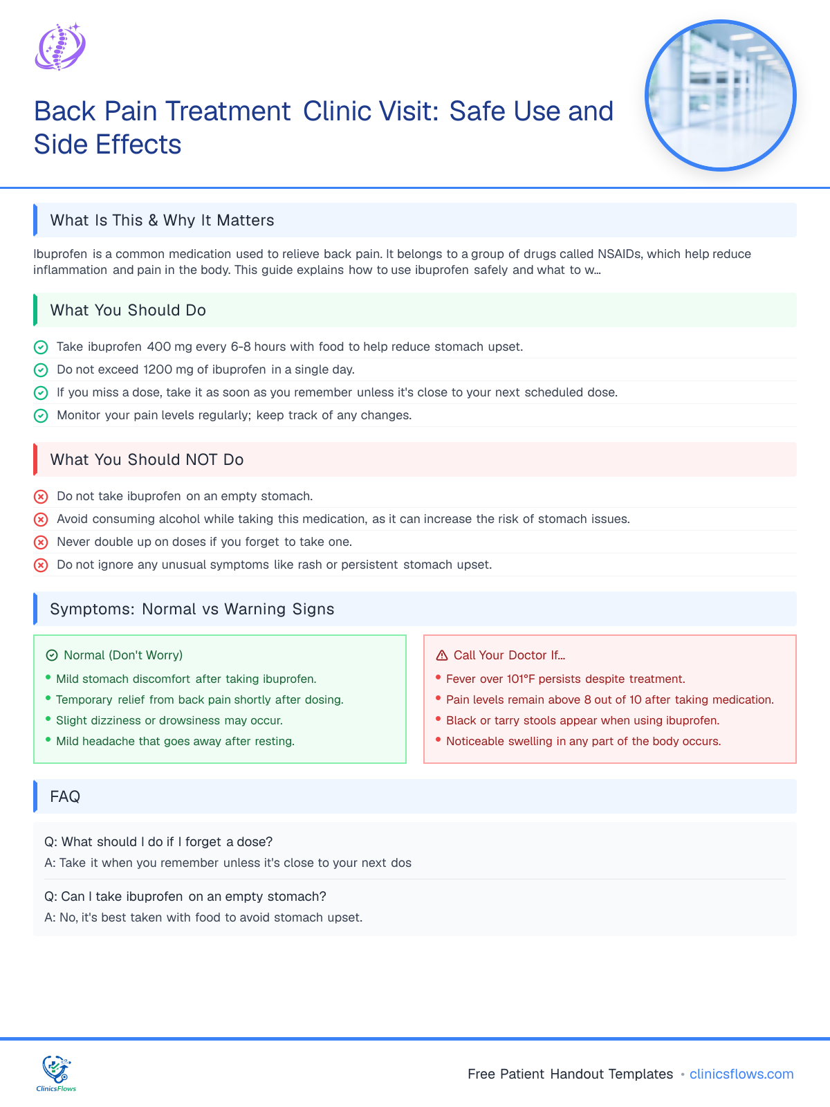 Back Pain Treatment Clinic Visit: Safe Use and Side Effects - patient handout preview
