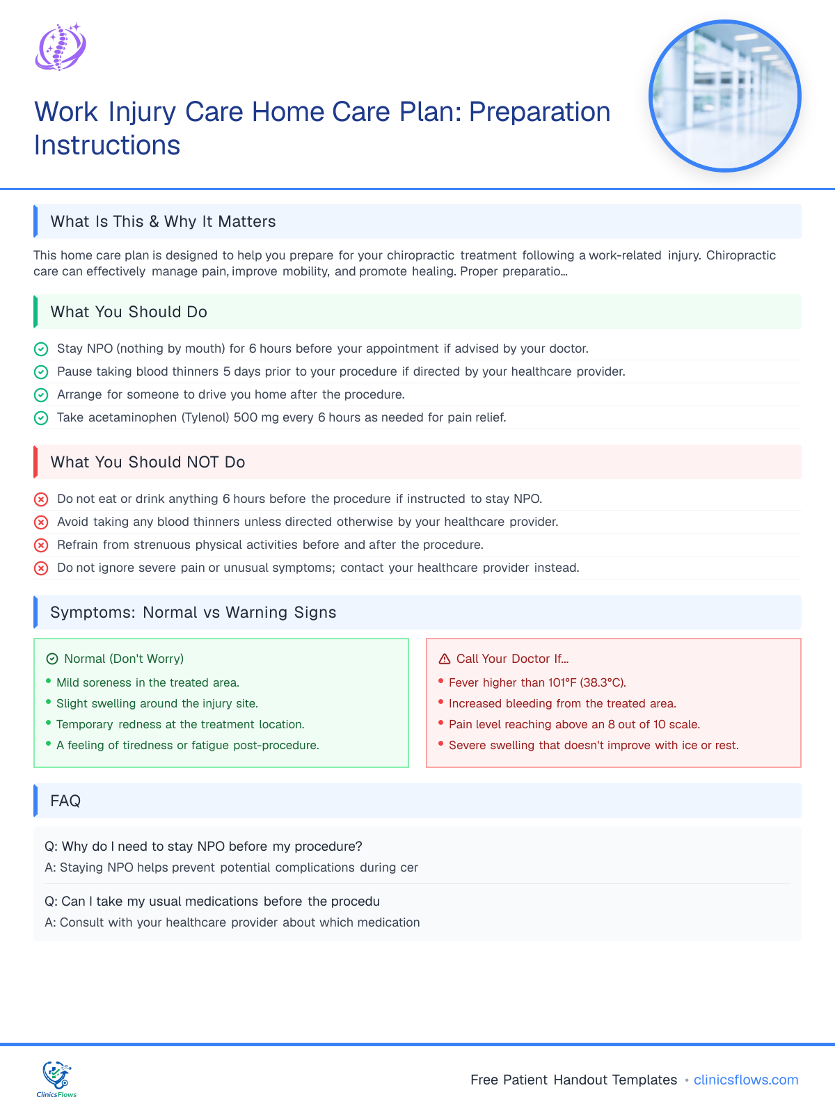 Work Injury Care Home Care Plan: Preparation Instructions - patient handout preview
