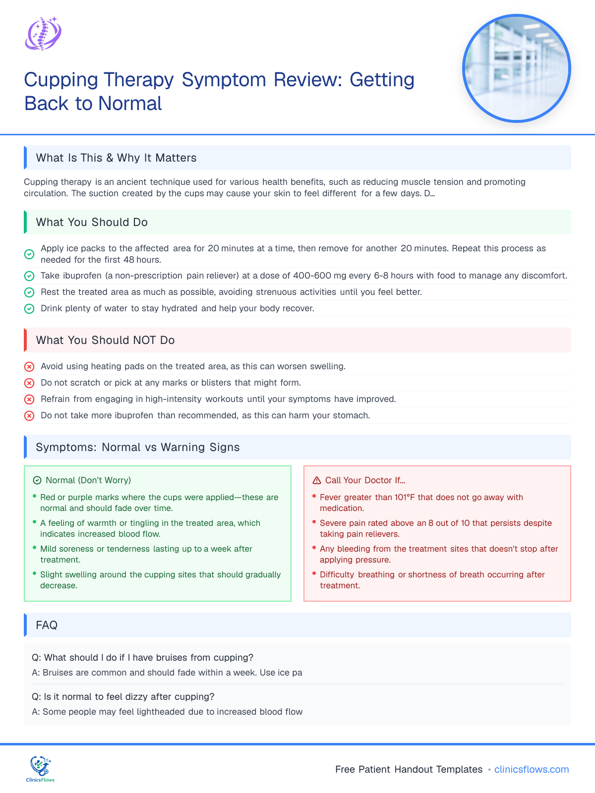 Cupping Therapy Symptom Review: Getting Back to Normal - patient handout preview