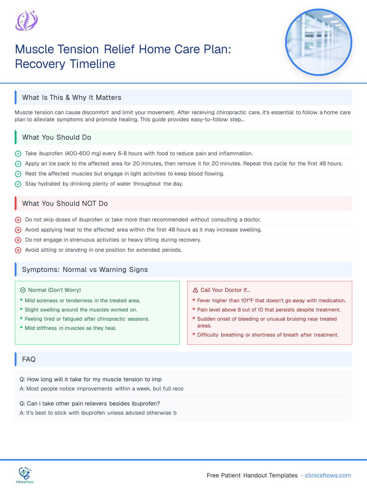 Muscle Tension Relief Home Care Plan: Recovery Timeline - patient handout preview