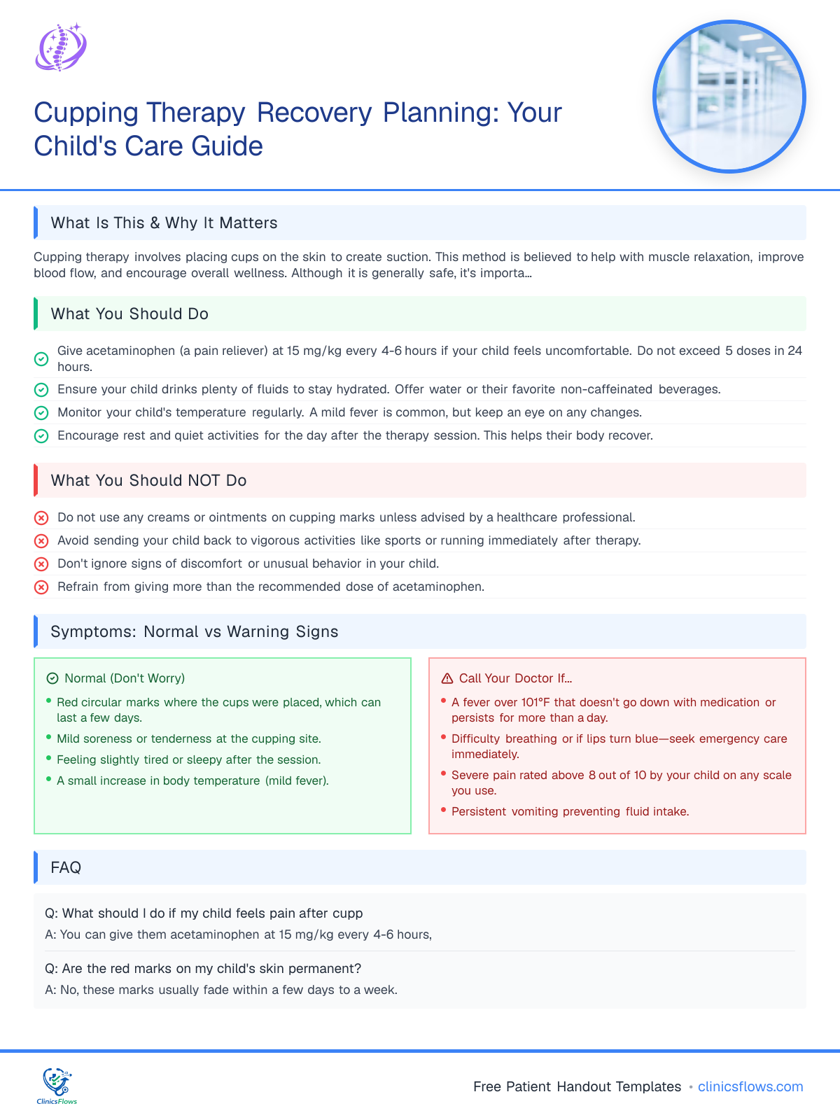 Cupping Therapy Recovery Planning: Your Child's Care Guide - patient handout preview