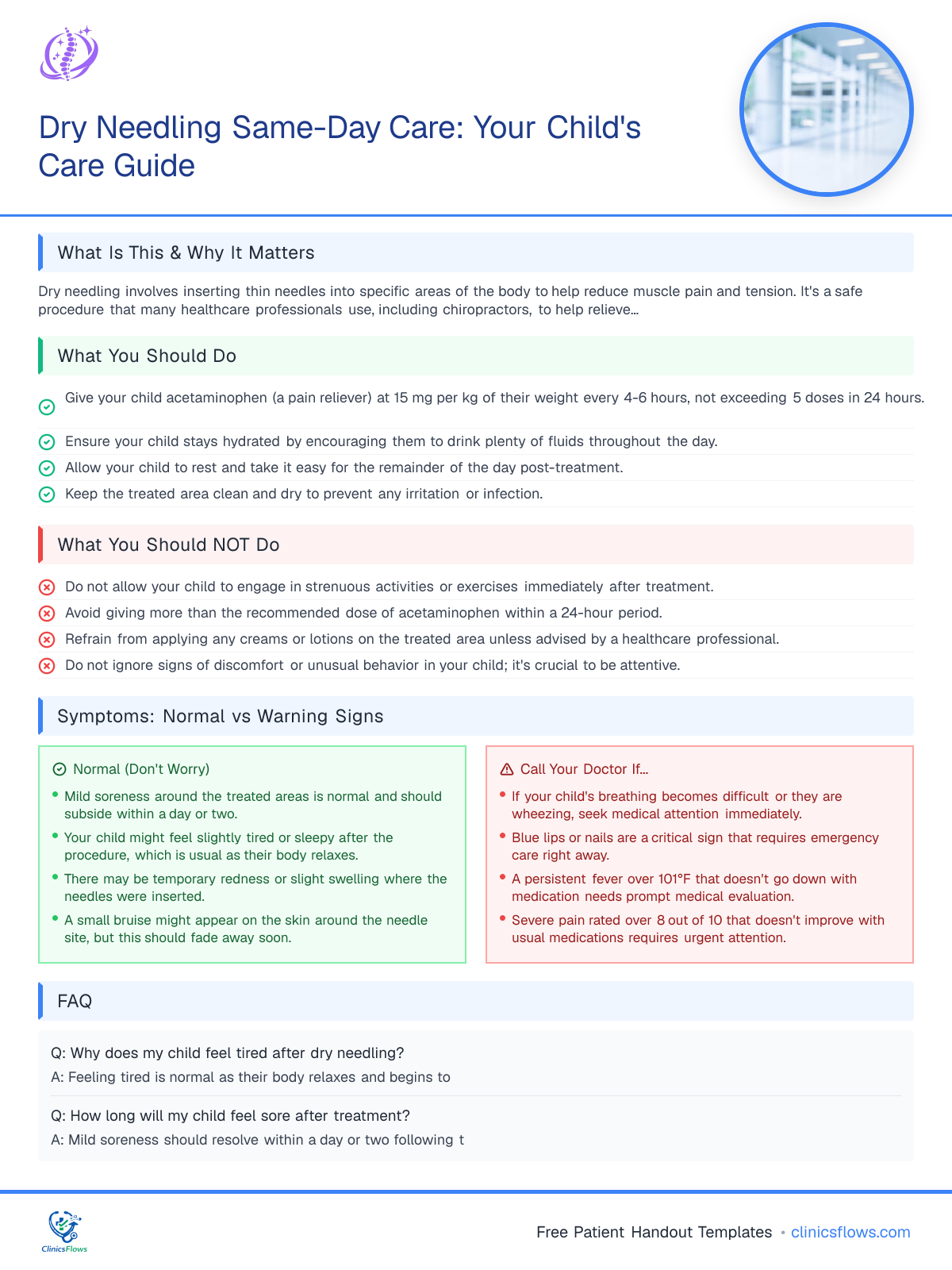 Dry Needling Same-Day Care: Your Child's Care Guide - patient handout preview