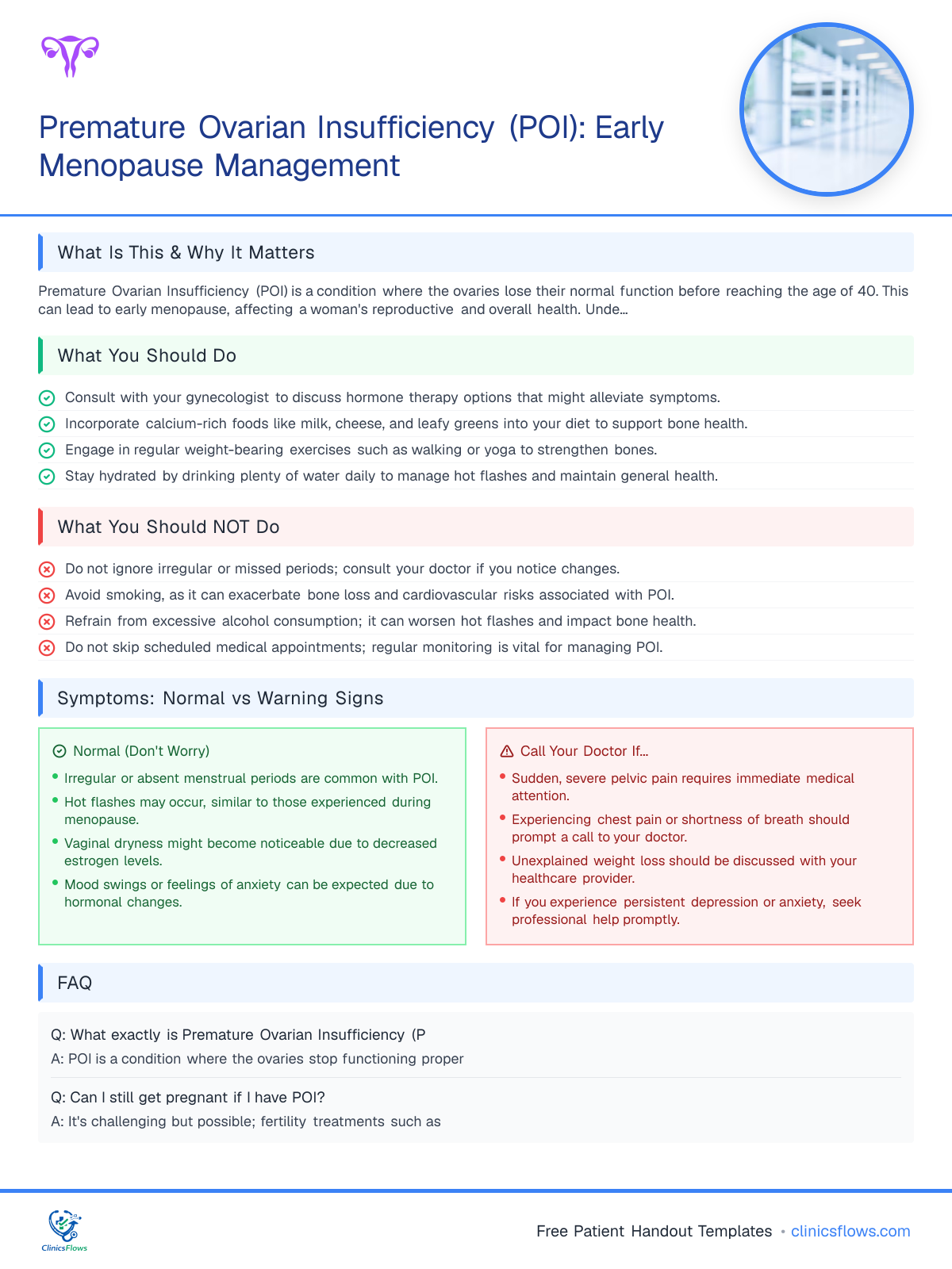 Premature Ovarian Insufficiency (POI): Early Menopause Management - patient handout preview