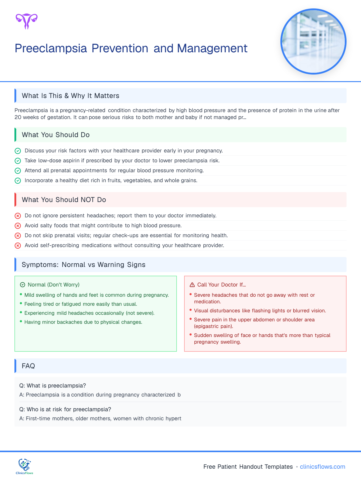 Preeclampsia Prevention and Management - patient handout preview