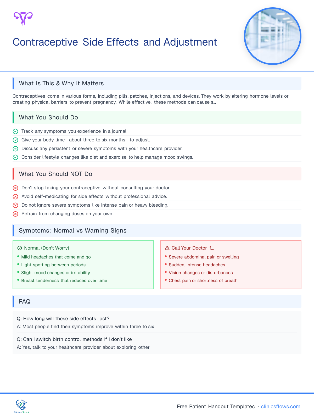 Contraceptive Side Effects and Adjustment - patient handout preview