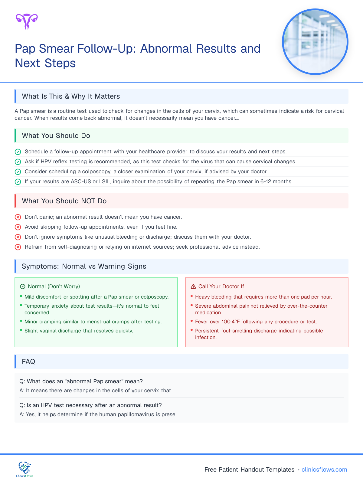 Pap Smear Follow-Up: Abnormal Results and Next Steps - patient handout preview