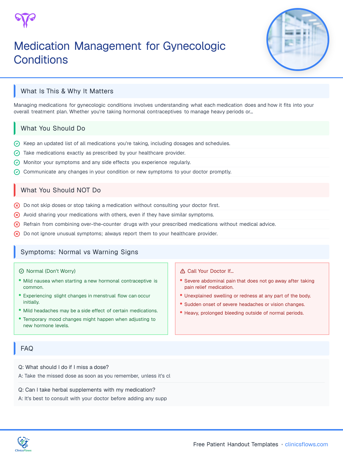 Medication Management for Gynecologic Conditions - patient handout preview