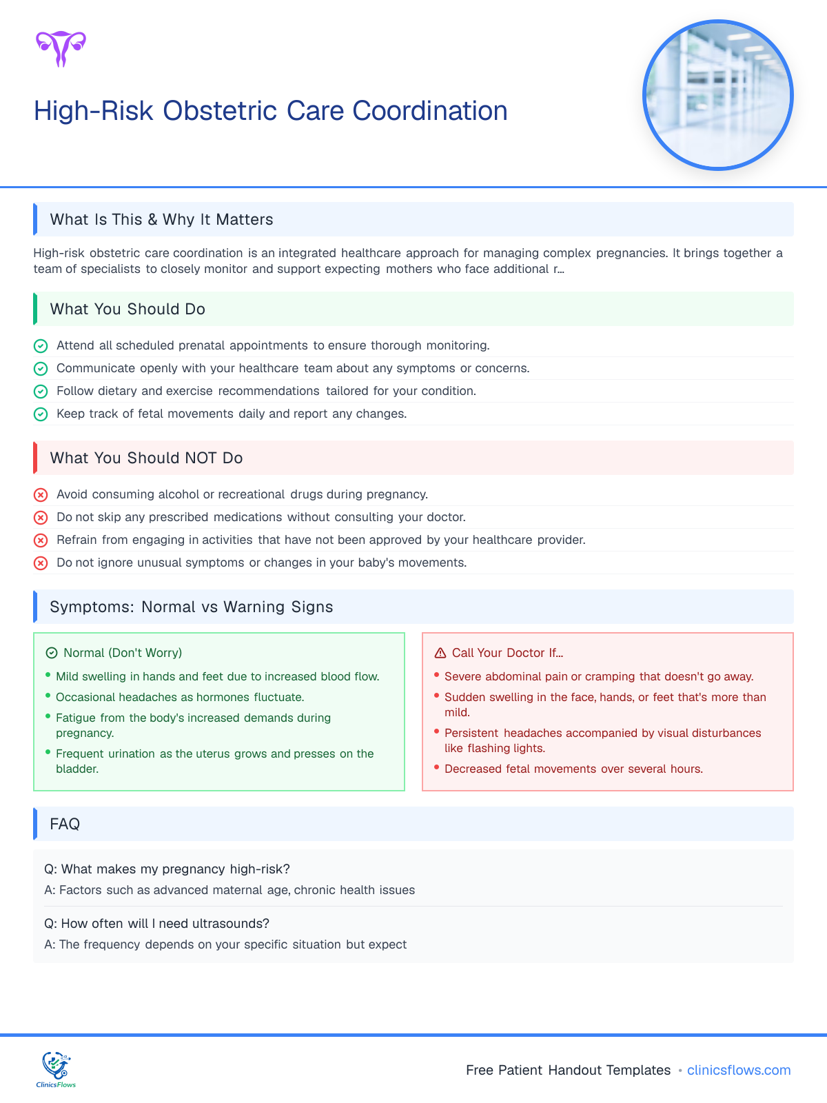High-Risk Obstetric Care Coordination - patient handout preview